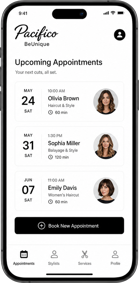 BeUnique — female hair stylist profile and bookings